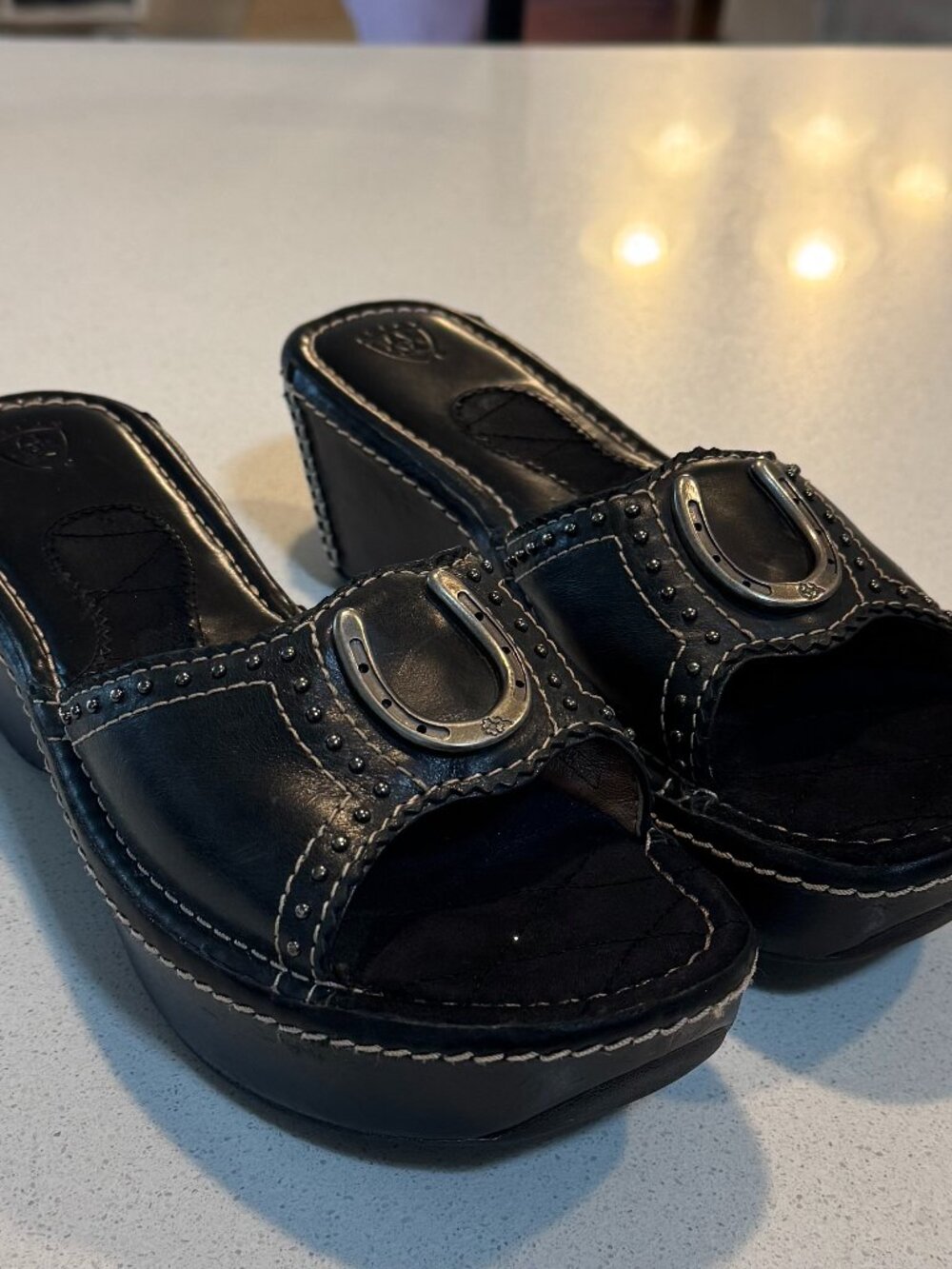 Y2K vintage Ariat western wedge slides - Picture 1 of 6